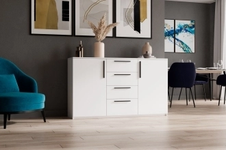 Комод Синтра в белом цвете с гладкими фасадами