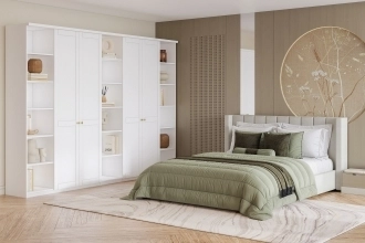 Шкаф распашной София РАХ-10 в белом цвете с гладкими фасадами