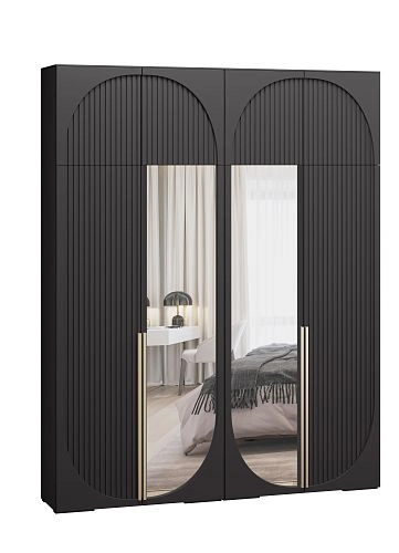 Шкаф распашной Брей-2.1 с антресолью Черный - фото 2