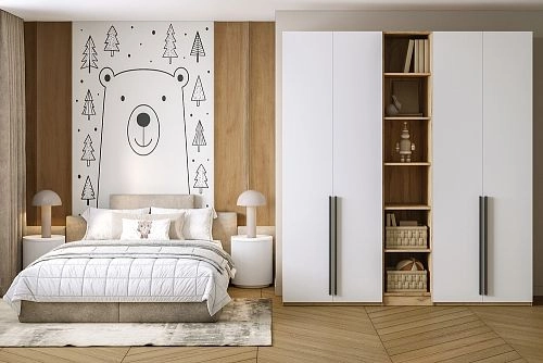 Шкаф распашной Хейсон-17 Белый Дуб Золотистый - фото 1