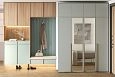 Шкаф распашной Солфорд 4 с антресолью с зеркалами Зеленый айсберг