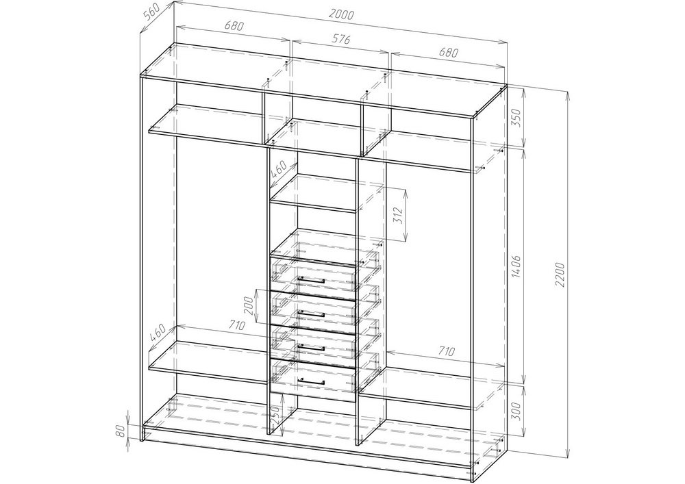 <p>Шкаф-купе</p> Каскад 4+4я